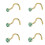 CZ nose studs gold plated 6 pcs 20G 1