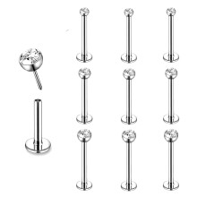 Labret Lip Studs Set Cubic Zirconia 9 Pieces