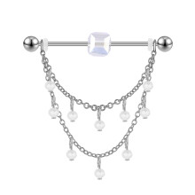 Silver Industrial Barbell Earrings 14G
