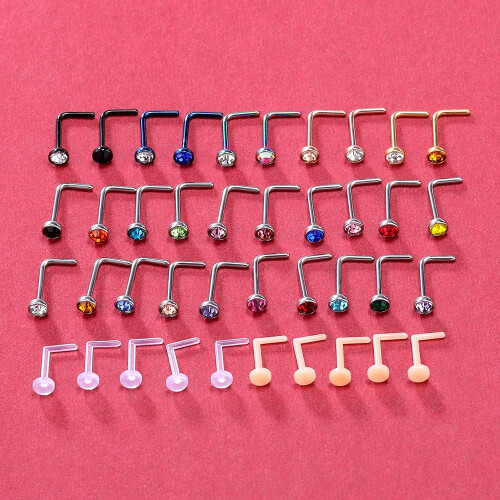 Cubic Zirconia Nose Ring Set 40 Pieces 2