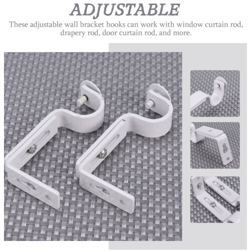 Curtain Rod Bracket No-Drill White 2 Pairs 1