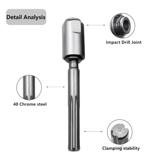 SDS Max To SDS  Adapter, Drill Chuck Conversion Tool for SDS Max Hammers Impact Drill Converter Quick Tool Silver 1
