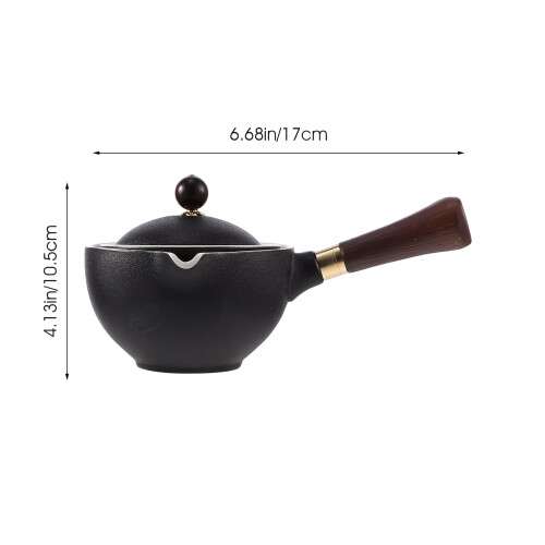 FOXNOVO Black Ceramic Teapot with Side Handle 1-Piece 2