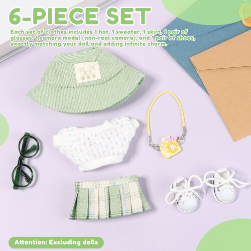 Doll Clothes Set for 15cm 17cm Dolls 6 Pieces 2