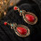 Vintage 925 Silver Turquoise Drop Earrings Green A Pair 8