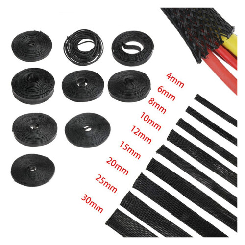 Black PET Insulated Cable Sleeve 3m or 5m 2