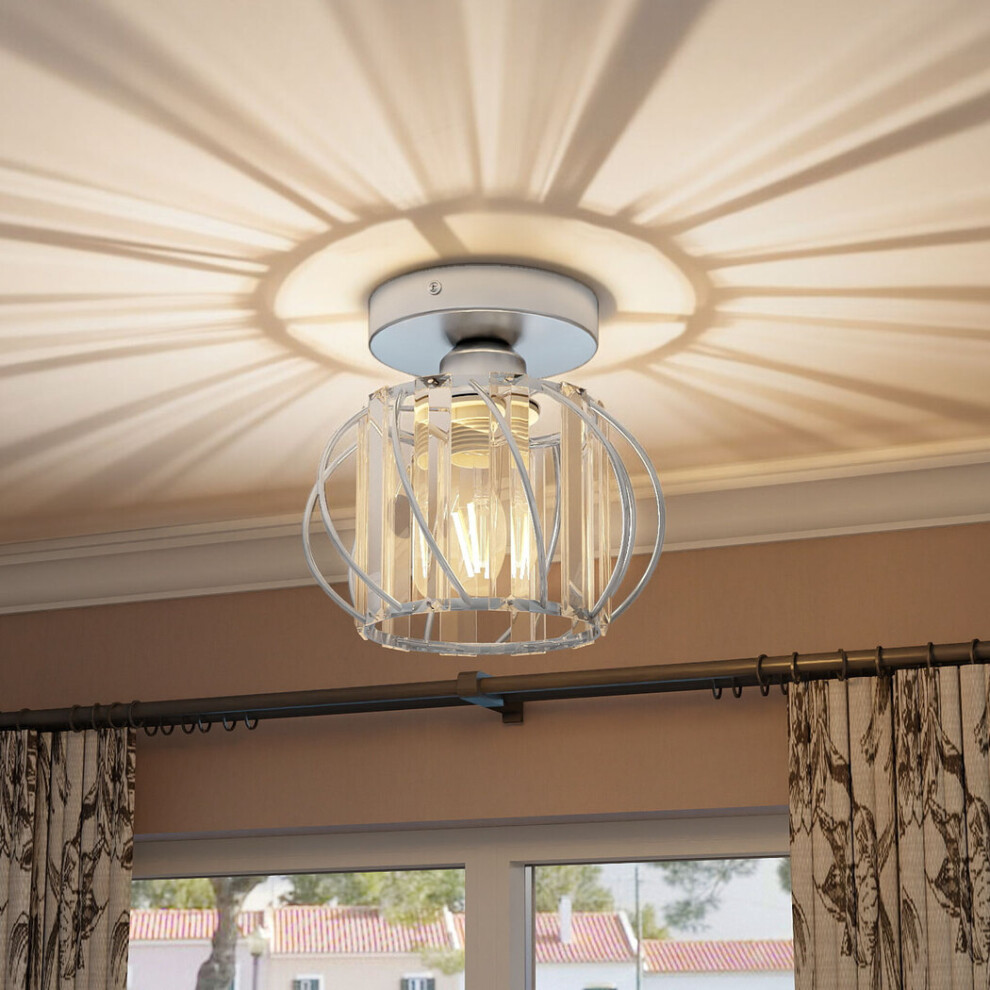 Emitto Crystal Ceiling Light Semi Flush Mount Chandelier Modern Hallway Silver