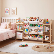 Levede Kids Toy Storage Organiser Wooden Book Shelf 12 Removable Storage Bins