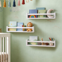 Levede Nursery Book Shelves Kids Wall Floating Shelf White Solid Wood 3 Pack