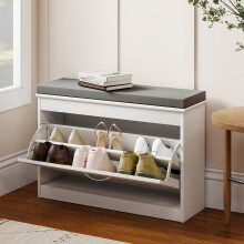 Levede Slim Shoe Storage Cabinet White Hallway Shoe Bench Organiser Unit 75cm