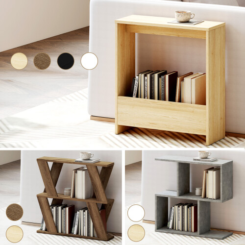 (Cube-Oak) Levede Wood Side Table Narrow Sofa End Table for