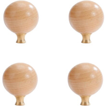 Wooden Dresser Knobs Round Brass Cabinet Handles 4 pcs 35 mm