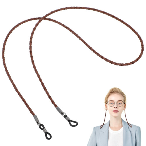 Eyeglass Strap Chain Brown PU 1 Pack