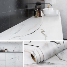 Selbstklebende Möbel-Folie Tapete Wasserdicht 40 cm x 10 m Weißer Marmor — selbstklebefolie, möbelfolie