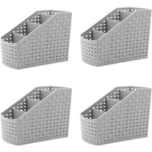 Set de 4 paniers d’organisateurs pour bureau, multifonctionnels, spacieux, gris — rangement tiroir, boite compartimentee