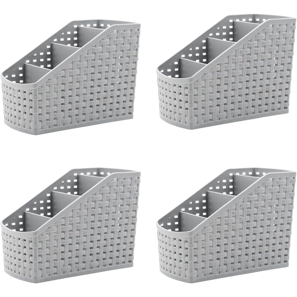 Set Of 4 Desk Organizer Baskets Multifunctional Spacious Gray Â Rattan Baskets, Desk Organizers, Small Item Containers 5902362881899
