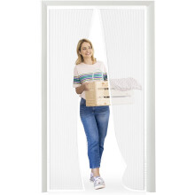 Magnetische Fliegengitter-Tür Türschutz gegen Insekten Weiß 85x195 cm — moskitiera biała, moskitiera drzwiowa