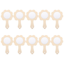 Kids Hand Mirrors Wooden DIY Printing 10 Pcs