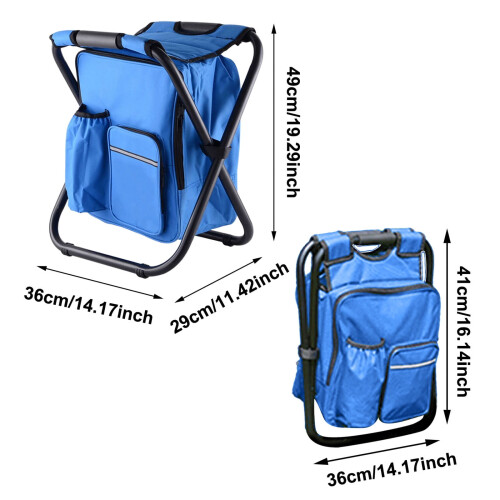 Blue Folding Backpack Chair with Cooler 3-in-1 2
