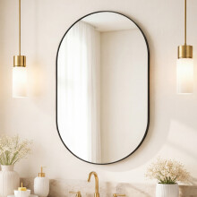 Yezi Wall Mirror 50x70cm Oval Bathroom Bedroom Vanity Make-up Mirror Aluminium