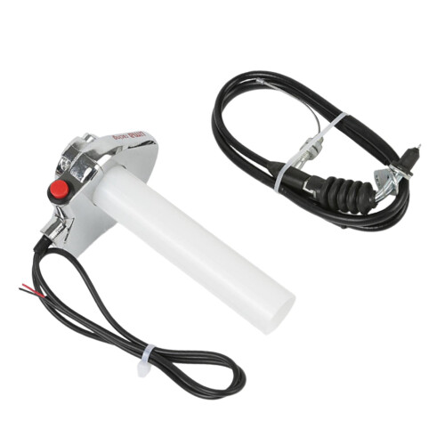 Motorcycle Twist Throttle Grip with Cable Silver 1