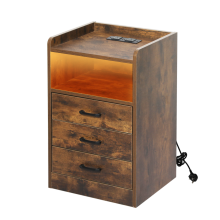 Levede Bedside Table Nightstand USB Charger