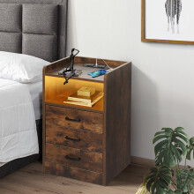 Levede Bedside Table Nightstand USB Charger