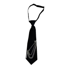 Japanese Punk Black Necktie Long Chain Metal Pin-28CM length