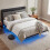 Levede Floating Bed Frame Double LED Lights Upholstered USB Storage Headboard 1