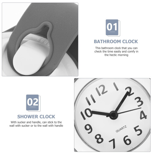 Bathroom Clock Grey Wall Decor 20.5x10.5 cm 2