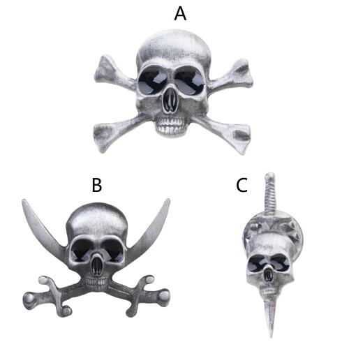 Retro Schädel Kreuz Dolche Brosche Einzigartige Kleidung Pin-C 1