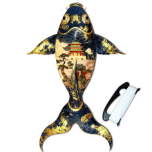 (Dark Blue)Cerf-volant en forme de poisson koĂŻ avec cadre en fibre de verre pour enfants aventure en plein air et cadeau