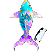 (Blue Purple)Cerf-volant en forme de poisson koĂŻ avec cadre en fibre de verre pour enfants aventure en plein air et cadeau