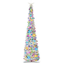 Slim Pop-Up LED Christmas Tree 1.5m White Multicolor — pop up christmas tree, slim christmas tree, led christmas tree