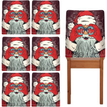 Housses de chaise en lin Lot de 6 pièces Décorations de Noël 60x50cm — decoration table noel, housse dossier chaise