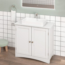 Waschtischunterschrank, 2 Türen, U-Ausschnitt, Weiß, 60 cm