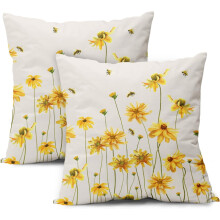 Kissenbezüge Gelbe Coreopsis Bienenblumen 45 x 45 cm 2 Stück