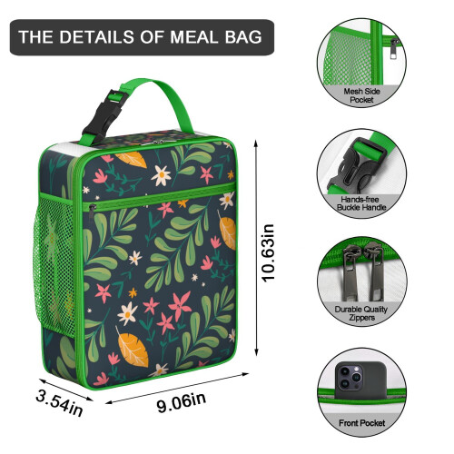 Borsa termica per il pranzo con design floreale, a prova di perdite, morbida e resistente. 1