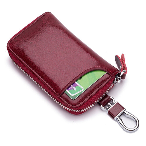 Mini leather car key case with zipper 5 colors 1