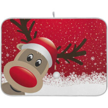 Tapis égouttoir à vaisselle motif élan de Noël en polyester 45,7 x 61 cm