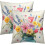 Conjunto de 2 capas de almofada decorativas com estampa de flores da primavera, 56x56 cm (22x22 polegadas). 1