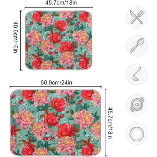 Tapete de secagem de louça absorvente para cozinha, secagem rápida, 40x45 cm (16x18 polegadas) 2