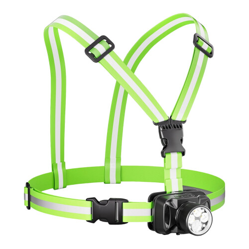Luz LED para correr con chaleco reflectante ajustable en el pecho. 1