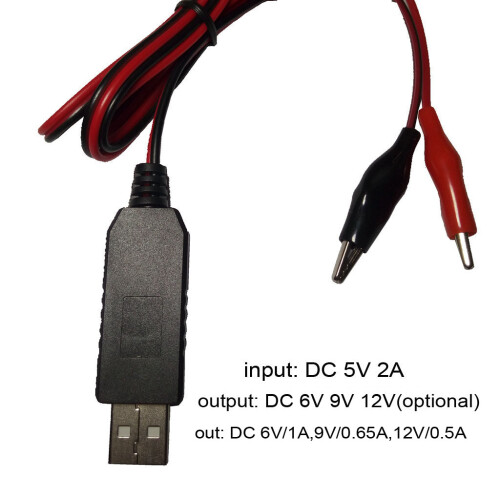 USB 5V to 6V 9V 12V Step-up Clip Cable Adjustable Voltage-12V 1