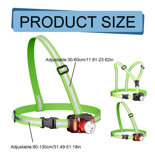 Luz LED para correr con chaleco reflectante ajustable en el pecho. 2