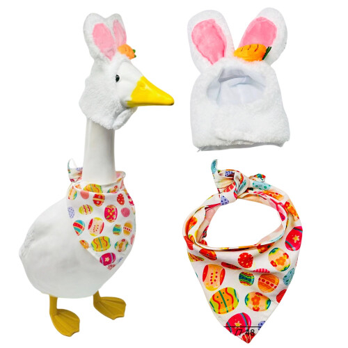 Easter Goose Decor with Bunny Ears Headband 23 Inch 1