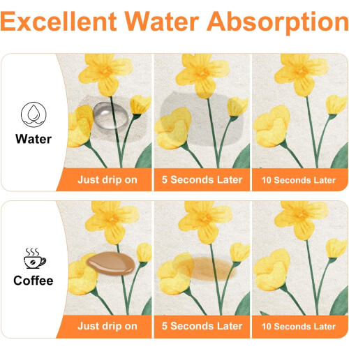 Oppvasktørkematte absorberende 12x20 tommer vårblomster 1