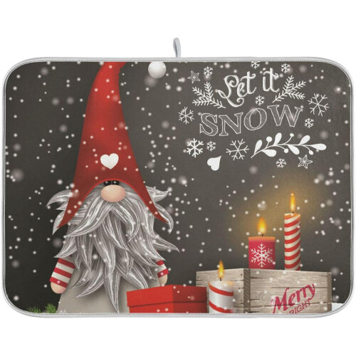 Tapete de cozinha com gnomo de Natal resistente ao calor, 40x45 cm (16x18 polegadas)