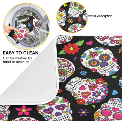 Tappetino asciugapiatti Sugar Skull assorbente e resistente al calore 1