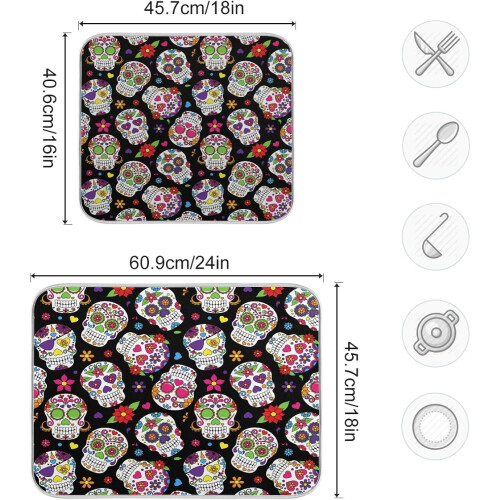 Tappetino asciugapiatti Sugar Skull assorbente e resistente al calore 2